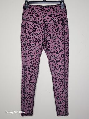 Mauve Leopard Print High-Waist Leggings
